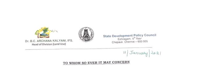 Document letterhead for Dr.B.C.Archana Kalyani.IFS-SADP